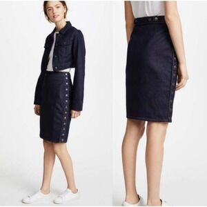 Susana Monaco Denim Pencil Skirt Size Side Button‎ Dark Wash Pencil Sz 4 REVOLVE